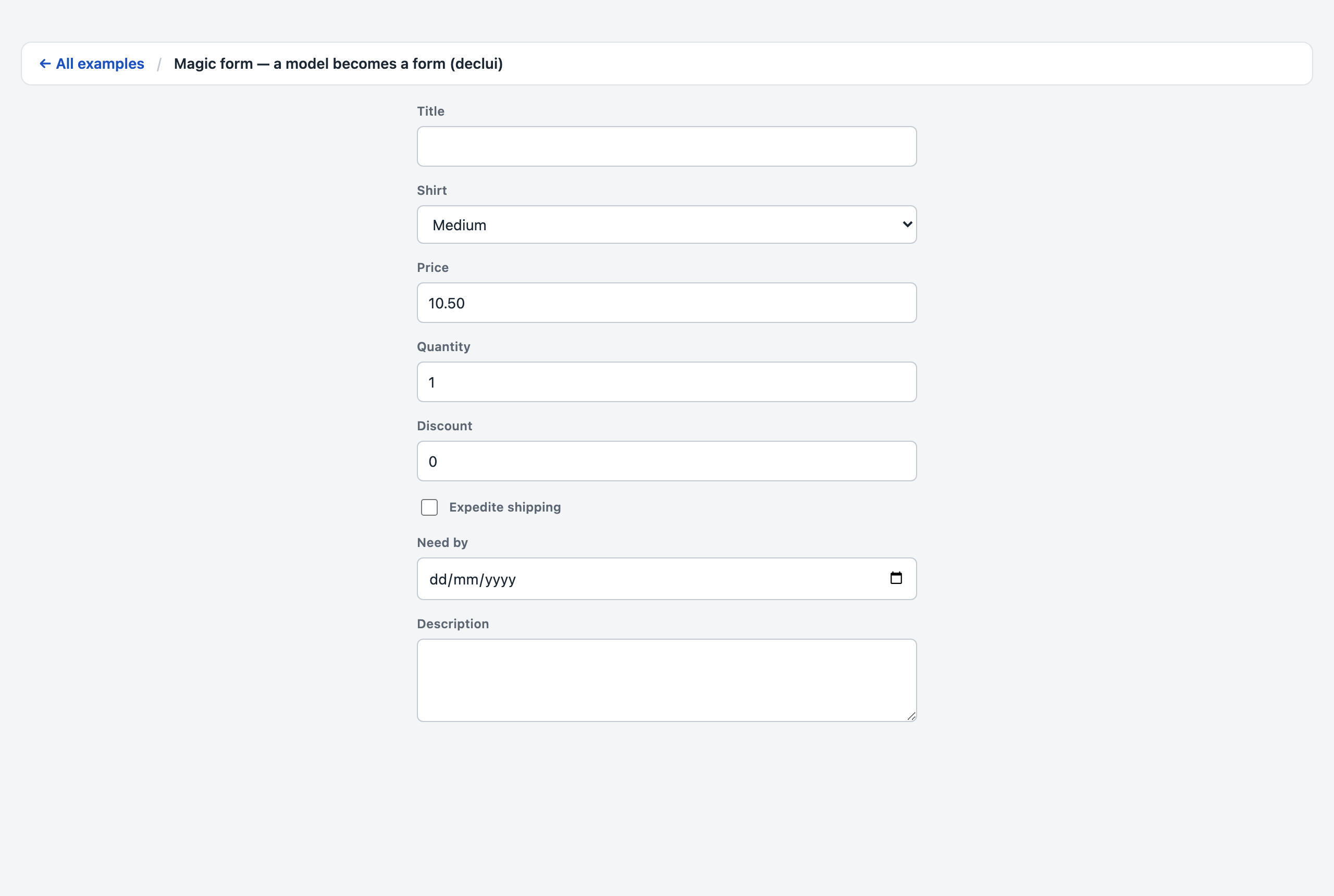 The magic form: every widget picked by the field's type